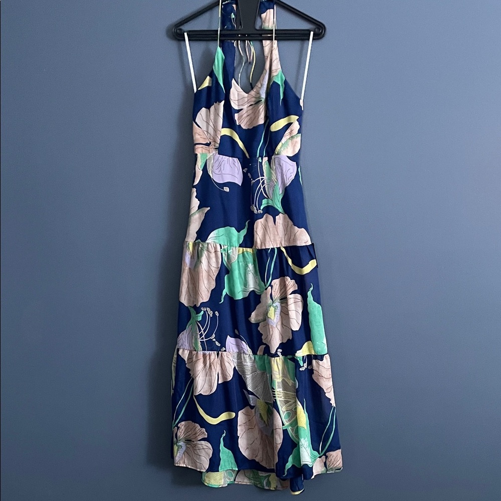 NWT Lulu's Floral Blue Maxi Dress